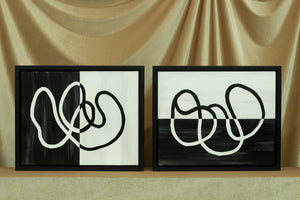 Orca Scribble Black and White Abstract Canvas Painting Modern Contemporary Minimalist