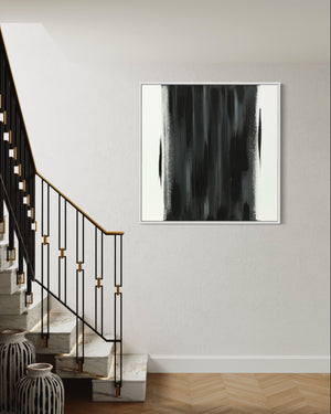 Midnight Black White Gray Abstract Canvas Painting Modern Contemporary